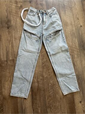 AREA Jeans with Rhinestone Chain NWT